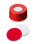 Zeige Details für PP Short Thread Cap red, 6.0 mm centre hole, Septum Silicone/PTFE Bild von PP Short Thread Cap red, 6.0 mm centre hole, Septum Silicone/PTFE