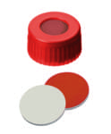 Show details for PP Short Thread Cap red, 6 mm centre hole, Septum Rubber/PTFE Picture of PP Short Thread Cap red, 6 mm centre hole, Septum Rubber/PTFE
